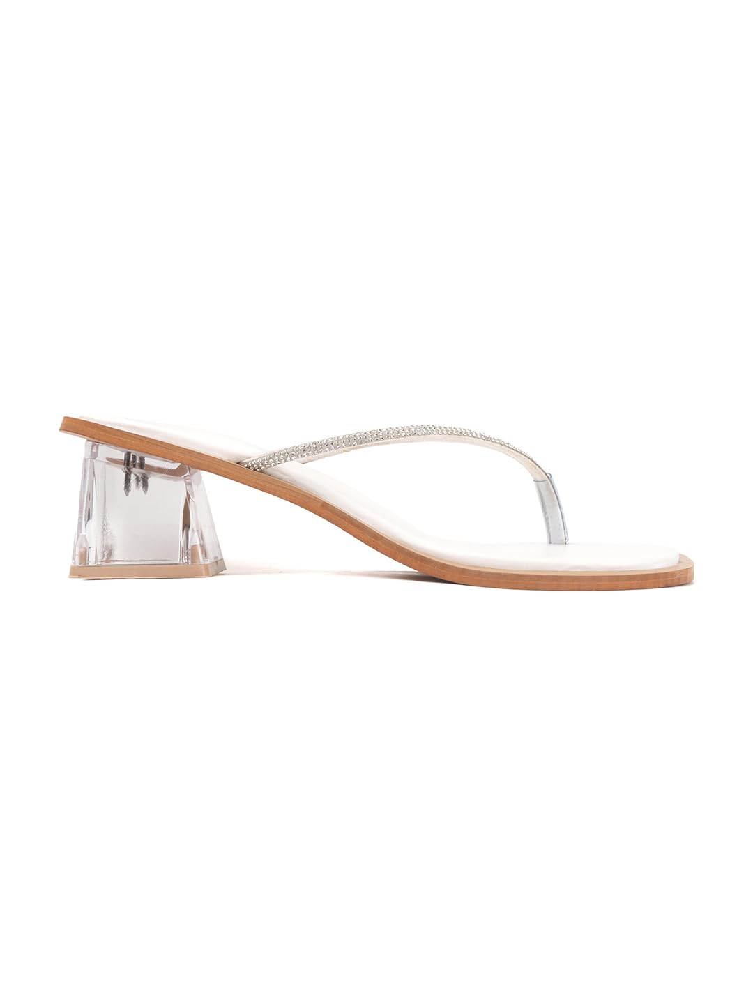 SVYA Women Block Heel Sandal (White, UK Footwear Size System, Adult, Women, Numeric, Medium, 9)