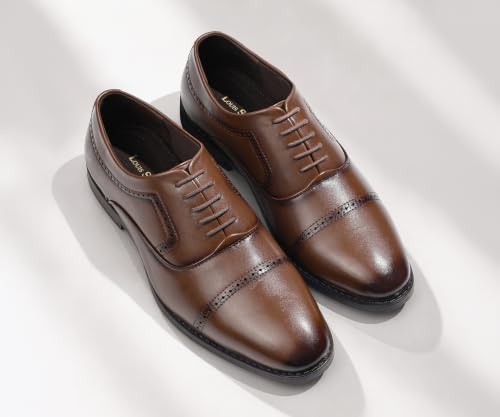 LOUIS STITCH Men’s Russet Tan Formal Lace-Up Oxford Shoes | Formal Lace-Up Shoes for Men | Business & Occasion Wear | LSVSOX-1 |UK-9