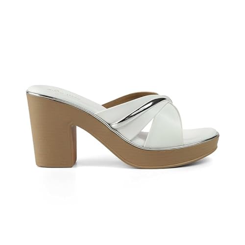 tresmode ALBANNY White Women's Dress Block Heel Sandals in Size 5 UK / 38 EU