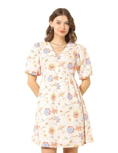 U.S. POLO ASSN. V-Neck Floral Printed Dress (UWSS25DRS156_Multi-Colour_S)