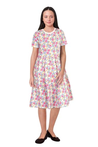 Allen Solly Girl's Cotton A-Line Knee-Length Dress (AGDRERGFK43423_Multicolour