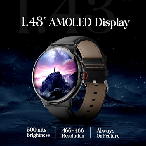 itel Unicorn Smartwartch with Single chip BT Calling, 1.43" AMOLED Display, 500 Nits Brightness, Rotating Crown, IP68 Waterproof, 200+ Watch Faces, 100% Charging Approx 70 mins (Dark Chrome)