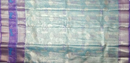 VFCollections Women's Traditional Handloom Kanchipuram Silk Pure Pattu Sarees - Dear Forest Them Border | Rich Zari Woven Design | Bridal Saree | Unstitched Blouse