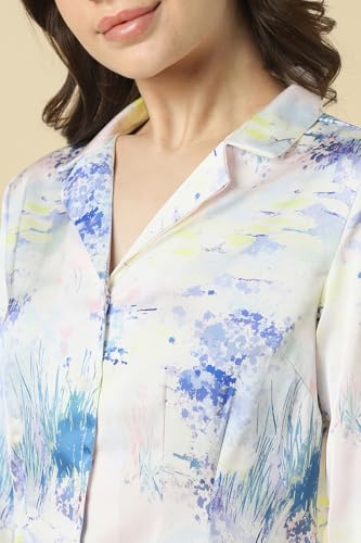 Allen Solly Women White Print Long Sleeves Shirt