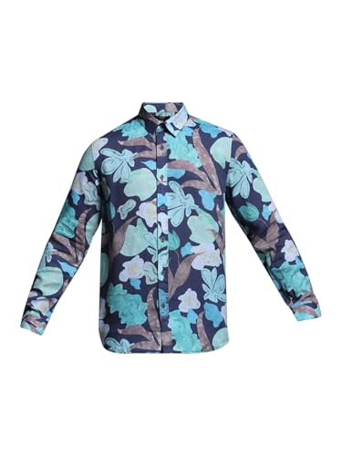 Jack & Jones Men Floral Print Slim Fit Blue Shirt