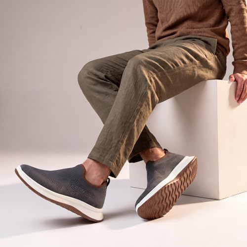Yoho Men's Walking Shoes Esteem | Lightweight, Extra Soft Cushioned Insole Slip Ons with Shock Absorbing Sole | Casual without Lace Sneakers for All day wear, Running and Jogging | Monsoon Grey - UK 11