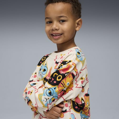 PUMA | MOODY CAT Kids' Graphic Crew Sweatshirt | Alpine Snow | 6-7Y
