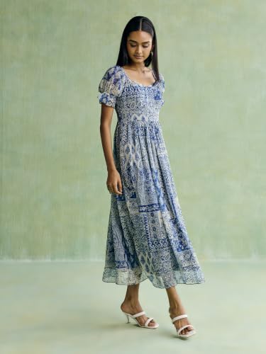 Aarke Ritu Kumar Blue Patchloom Long Dress