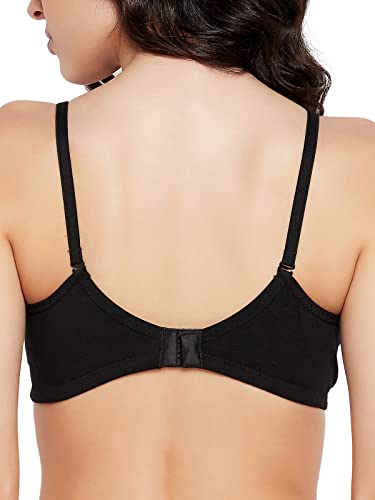 Clovia Women's Cotton Padded Non-Wired Demi Cup T-Shirt Bra (BR1581P13_Black_40D)