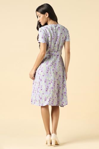 Women Lilac Print Casual Dress