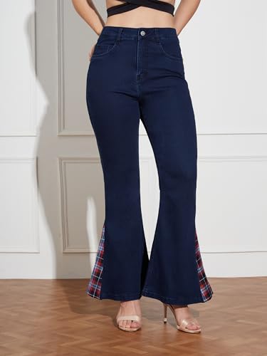 Miss Chase Women's High Rise Stretchable Denim Bootcut Jeans (MCSS18DEN02-19-323-26, Space Blue, 26)