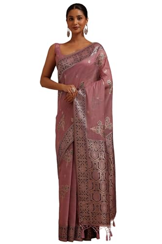Soch Womens Lavender Chanderi Zari Woven Designs Saree