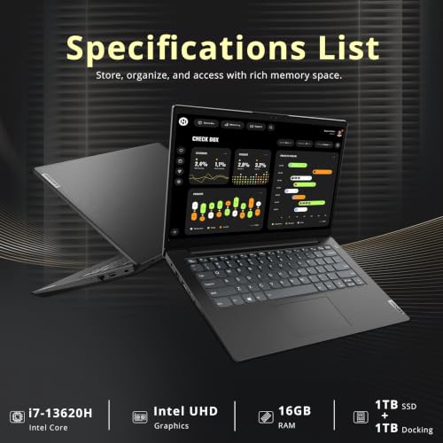 Lenovo V14 Business Laptop, 14" FHD Display, Intel Core i7-13620H, 16GB DDR4, 2TB Storage (1TB SSD+1TB Docking Station), ‎Intel UHD Graphics, Wi-Fi 6, 720p HD Camera, Win 11 Pro, Black