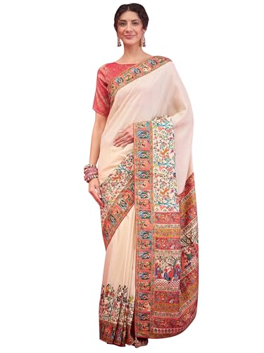 AKHILAM Women's Kanjivaram Woven Soft Silk Saree With Blouse Piece
