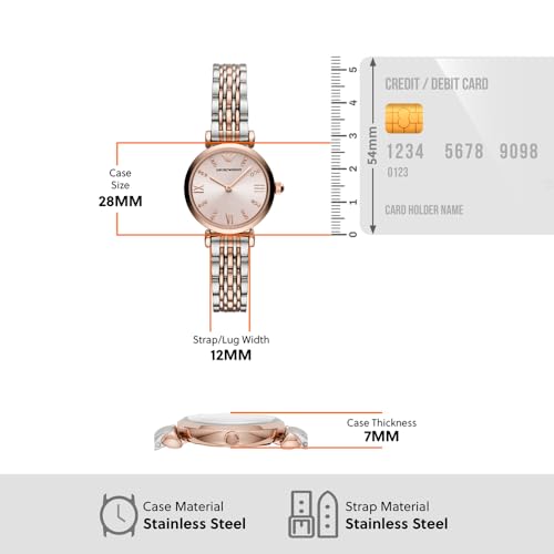 Emporio Armani Stainless Steel Analog Pink Dial Women Watch-Ar11223, Multi-Color Band