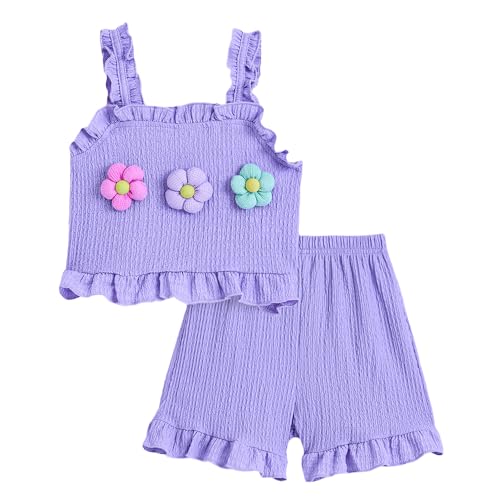 Hopscotch Girls Sleeveless Embellished Lavender Color Short set (3-4 Years)