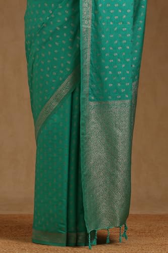 Soch Womens Light Green Viscose Silk Floral Zari Woven Saree