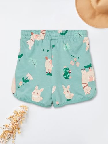 Max Girls Printed Shorts Set (Green_18-24 M)