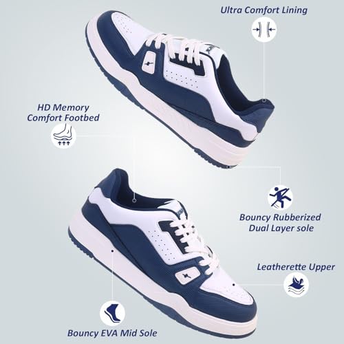 Koburg Men Pearl White Navy Blue Sports Shoes SN0934GPWNB0006
