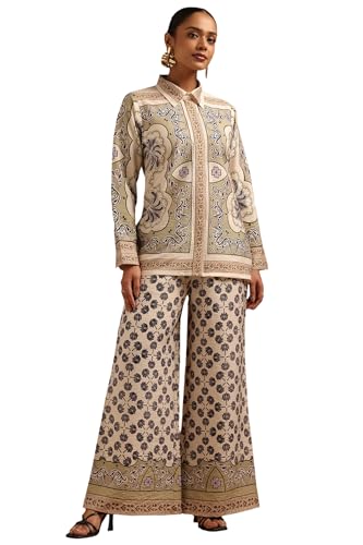 Soch Womens Cream Viscose Blend Ethnic Motifs Co-Ords Set