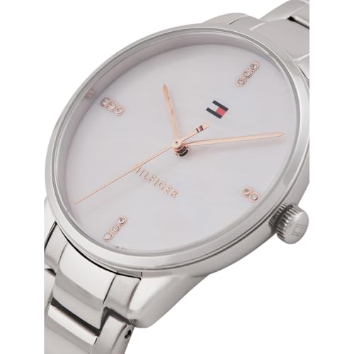 Tommy Hilfiger Quartz White Dial Grey Stainless Steel Strap Analog Watch for Women