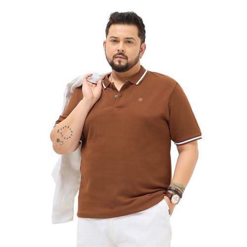 Urbano Plus Men's Chocolare Brown Solid Regular Fit Half Sleeve Cotton Polo T-Shirt (pluspolosoltipp-02-chocbrn-5xl)