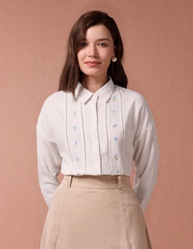 U.S. POLO ASSN. Embroidery Ladder Lace Shirt (UWAW24SH146_White_XL)