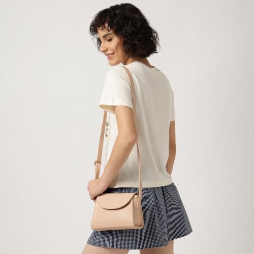 Fastrack Blush Sling Bag for Women | Pink Pebbled Faux Leather Crossbody Sling Bag | Spacious Main Compartment with Organiser Pockets | Magnetic Flap & Zip Closure | Adjustable Buckle Sling Strap