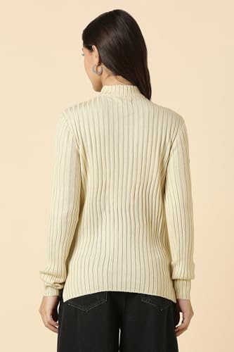 Allen Solly Womens Solid Sweater Beige