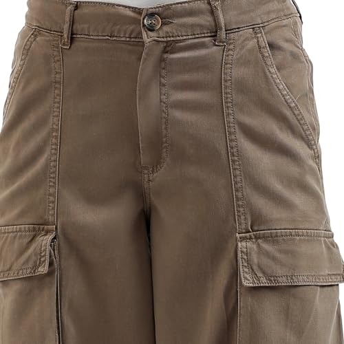 United Colors of Benetton Solid Straight Fit Cargo Pants (Size: 30)-25P4DRKAH04GG901 Brown