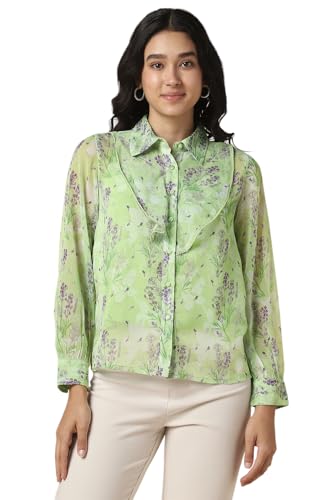 Allen Solly Women Green Print Long Sleeves Shirt