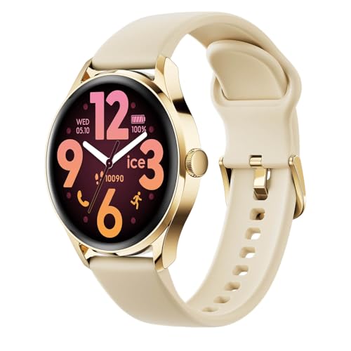 ICE-WATCH - ICE smart 3.0-1.2 Gold Beige AMOLED GPS - Women's round smartwatch with silicon strap - 025115 (1.20 inches)