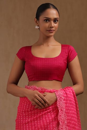 Soch Womens Pink Georgette Leheriya Print Saree