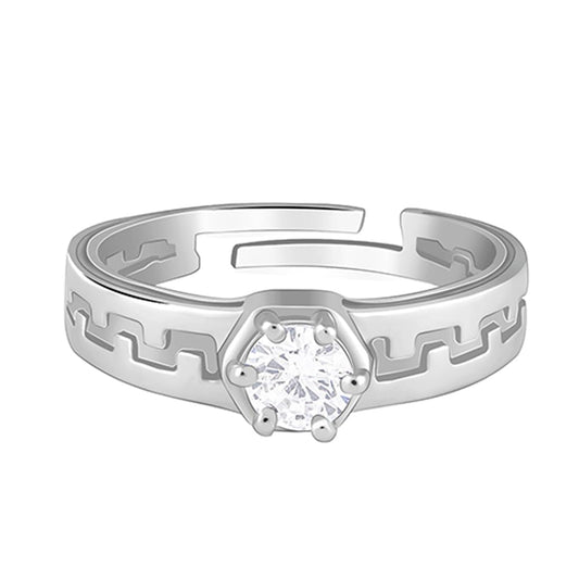 GIVA 925 Silver Classic Zircon Ring For Him, Adjustable | Gifts for Men and Boys | With Certificate of Authenticity and 925 Stamp | 6 Months Warranty