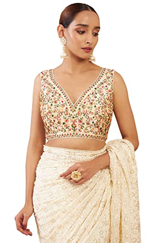 Soch Beige Art Silk Blouse with Embroidery