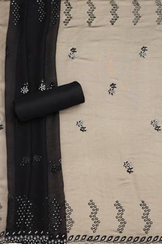 Soch Womens Black Organza Embroidered Unstitch Dress Material With Sequins