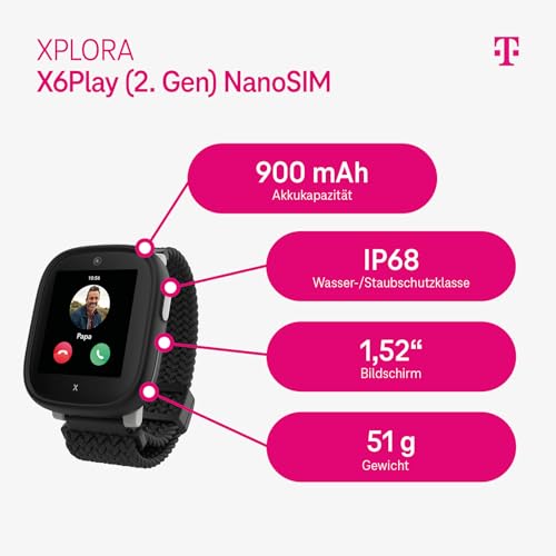 Xplora X6 Play Smartwatch Black for Children I with GPS Tracker & SOS Button I Includes Mix & Match Change Accessories I Kids Watch with Camera & Pedometer I Phone Watch with Mobile Phone App