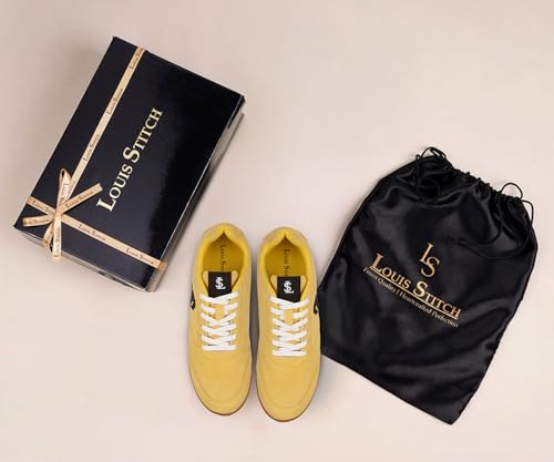 LOUIS STITCH Women’s Yellow Casual Lightweight Sneakers | Ortholite Cushioned Comfort | Dual-Color TPR Sole | Lightweight & Comfortable Casual Lace-Up Shoes | LSD-SNK-NBL-YL | UK-3