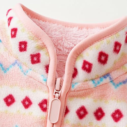 Hopscotch Girls Pink Full Sleeves Geometric Fleece Jacket For Age (4-5 Years)