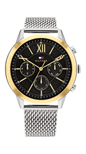 Tommy Hillfiger Morrison Quartz Multifunction Black Dial Silver Stainless Steel Strap Watch for Men