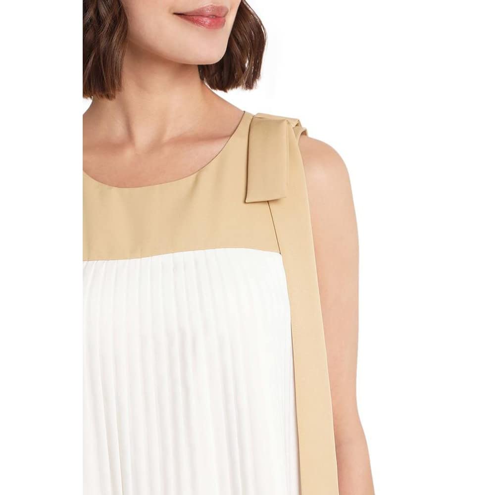 Vero Moda Women's Polyester Shift Knee-Length Dress (10274758- Beige_M)