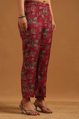 Soch Womens Fuchsia Muslin Botanical Printed Co-Ords Set