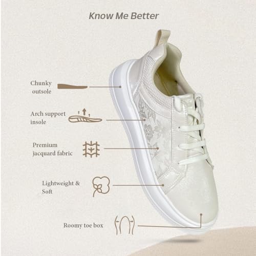 KazarMax Premium AERO Kicks Women Beige Party Sneakers -7 UK