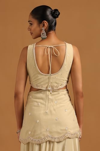 Soch Womens Beige Net Ready to Wear Saree