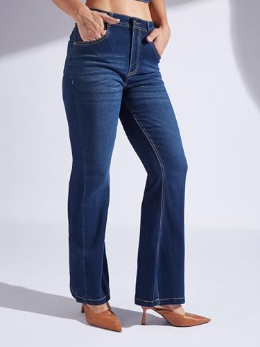 Miss Chase Women's Bootcut Rise Regular Length Denim Stretchable Jeans (MCSS24DEN79-02-939-38, Bondi Blue, 38)