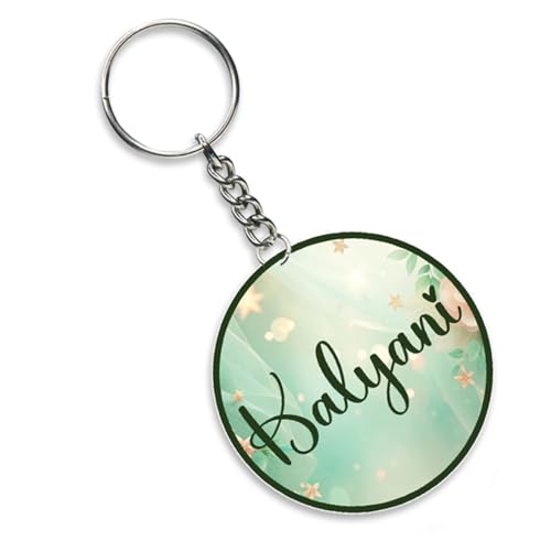 GIFTMEBAZAR Personalized Name Acrylic Keychain For Bike, Car, Bags, Home & Office | Round Keyring | Birthday Gift For Friends | Keychain Return Gift
