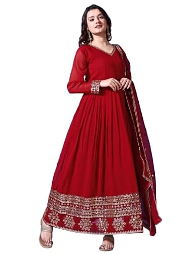 Fashion Basket Havy Georgette Embroidered Anarkali Dress for Women Maroon