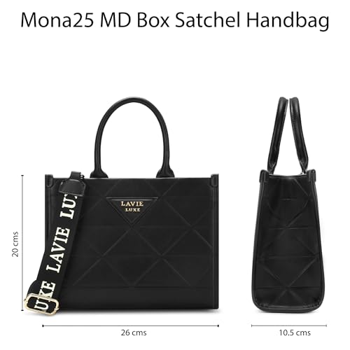 Lavie Luxe Mona25 Box Satchel Bag for Women | Satchel Handbag for Work | Ladies purse | Stylish Shoulder Bag | Gift for Women