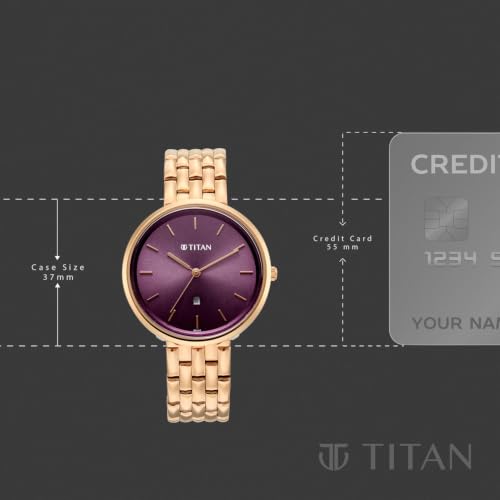 Titan NEO 12 Quartz Analog 3Hands with Date Display Pink Dial Rose Gold Color Strap Watch for Women - 2784WM03