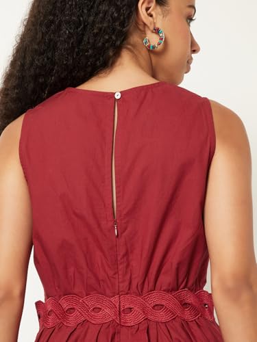 Max Women Solid A-line Dress (Red_XL)